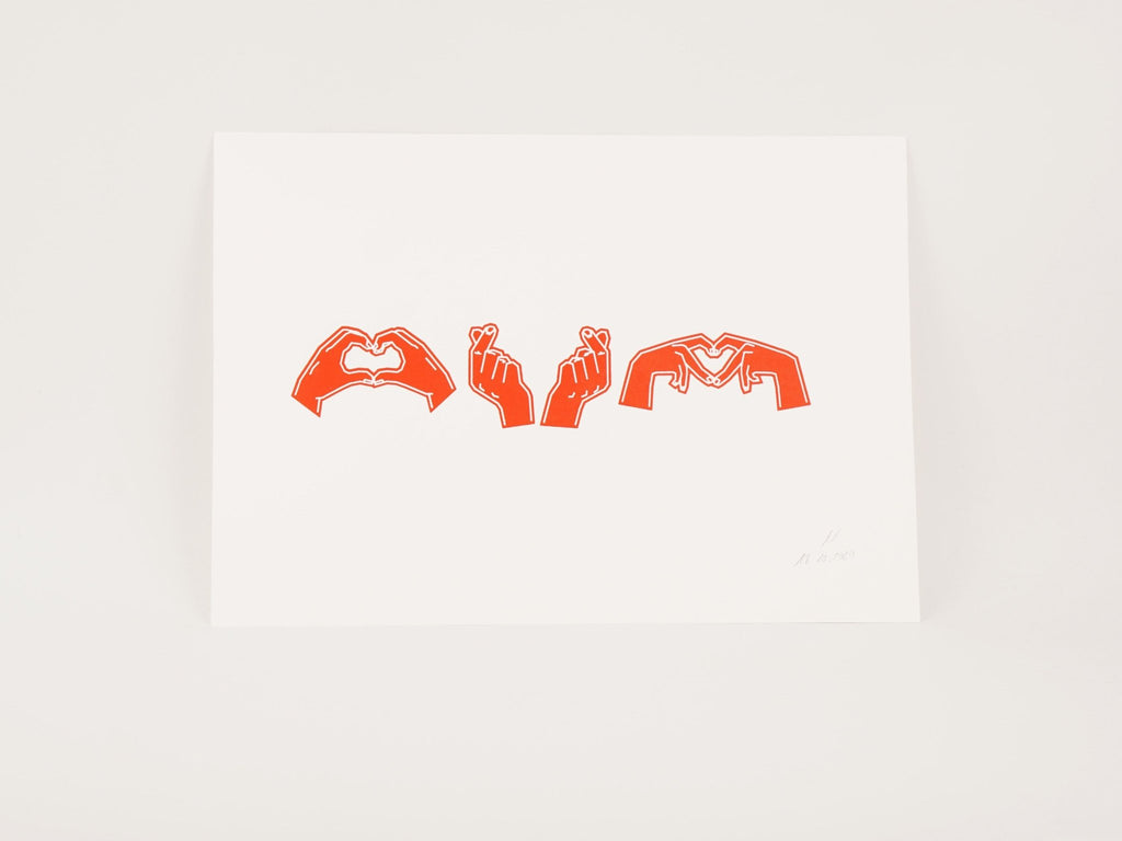 Siebdruck-Poster Herz-Handzeichen · DIN A3 · handsigniert · limitiert - Fisch & Farbe