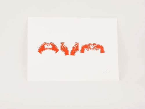 Siebdruck-Poster Herz-Handzeichen · DIN A3 · handsigniert · limitiert - Fisch & Farbe
