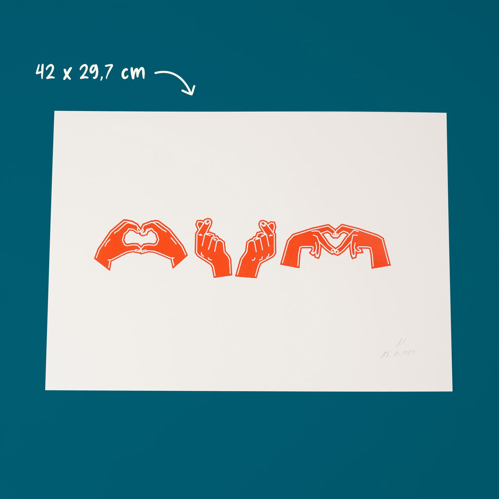 Herz Epochen Siebdruck-Poster DIN A3 limitiert handsigniert – Fisch & Farbe