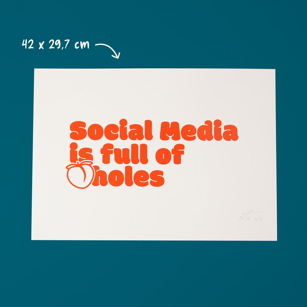 Social Media Siebdruck-Poster DIN A3 limitiert handgedruckt – Fisch & Farbe