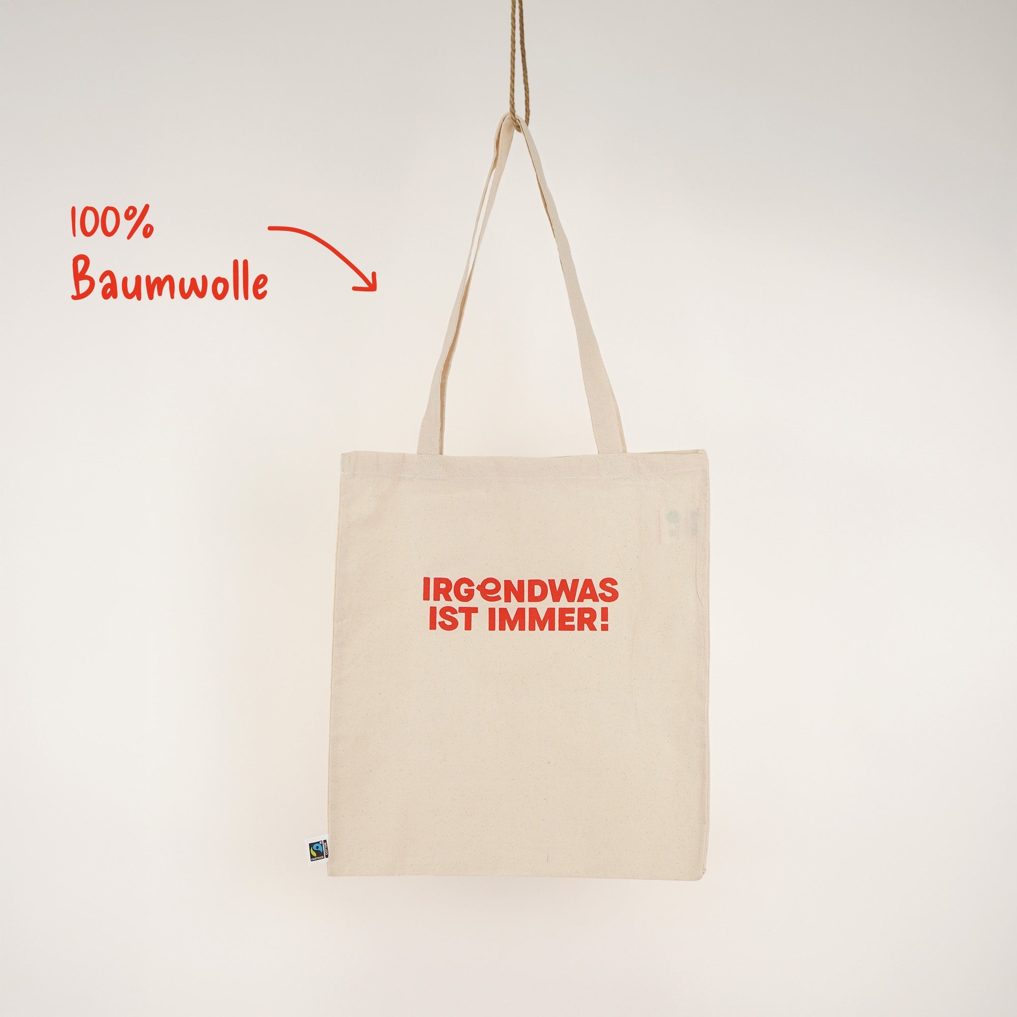 IRGENDWAS Siebdruck Tote Bag Fairtrade-Baumwolle handgedruckt – Fisch & Farbe